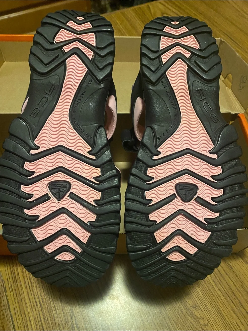 Nike Kids Pink and Black Adjustable Strap Sandals